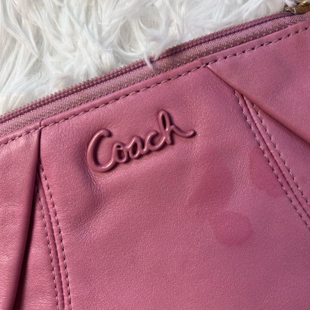 COACH Pink Pleated Wristlet With Strap h7 - Picture 5 of 7